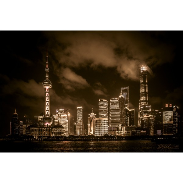 Shanghai Pudong Skyline - Sepia